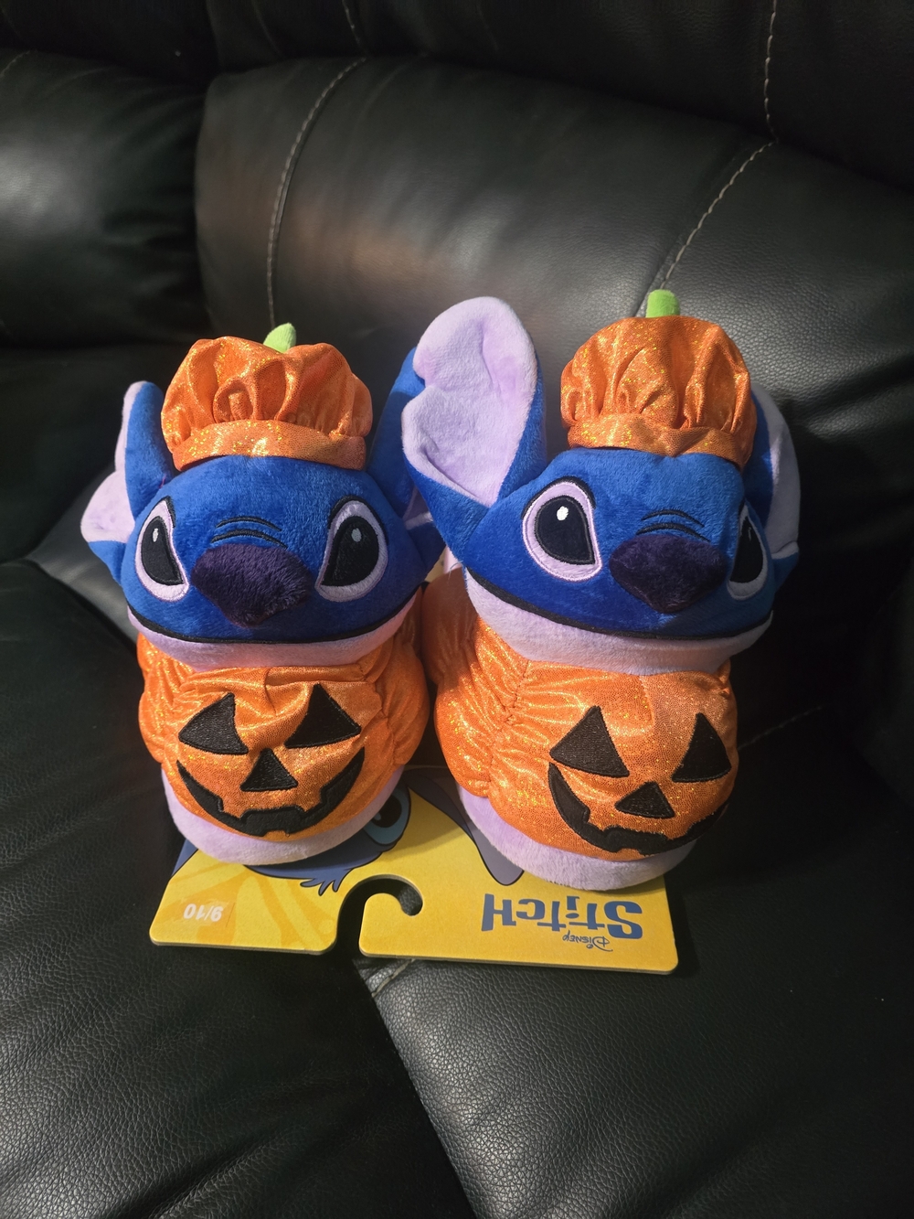 Disney Stitch Halloween Pumpkin Plush Slippers - Blue & Orange